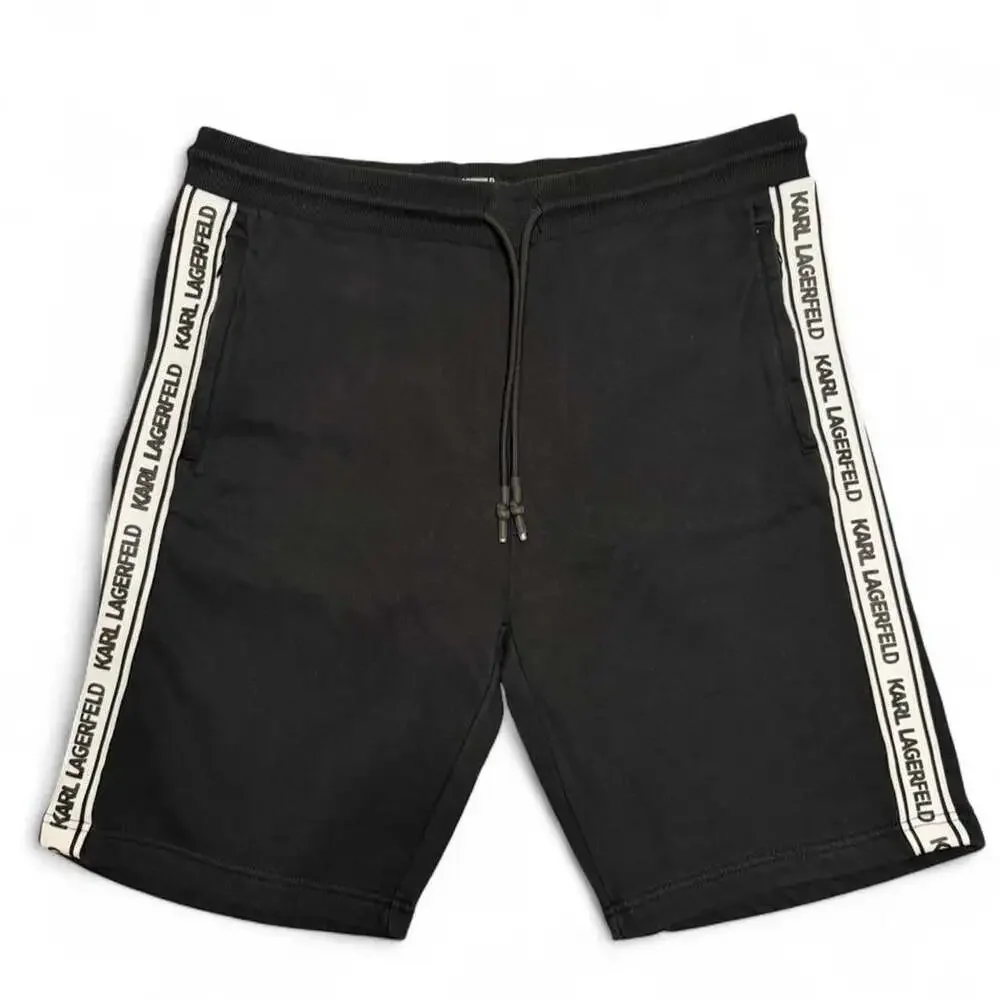 Karl Lagerfeld Men’s Logo Tape Fleece Shorts Black Size Large